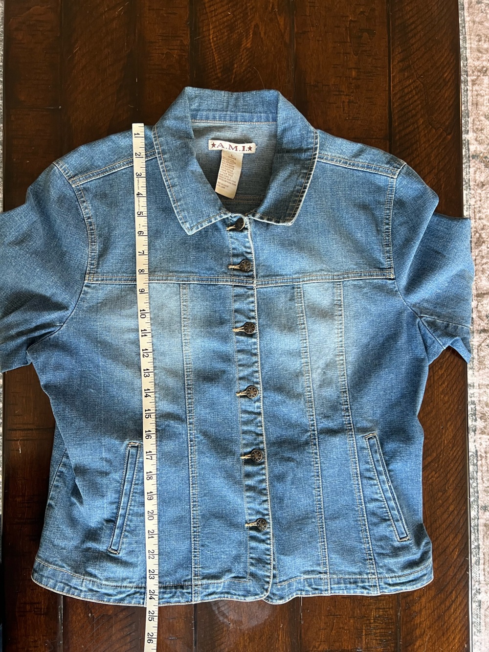 Vintage A.M.I. Stretch Denim Jean Jacket Light Wash Size L - Picture 4 of 8